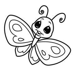 Wall Mural - Butterfly insect character cartoon illustration isolated image coloring page