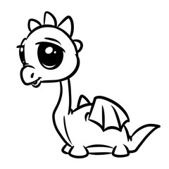 Wall Mural - Dragon little animal character coloring page cartoon illustration isolated image