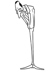 Wall Mural - Man thin tall looking down cartoon illustration isolated image