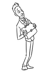 Wall Mural - Man businessman job fear character cartoon illustration isolated image