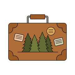 Sticker - suitcase travel with pines forest