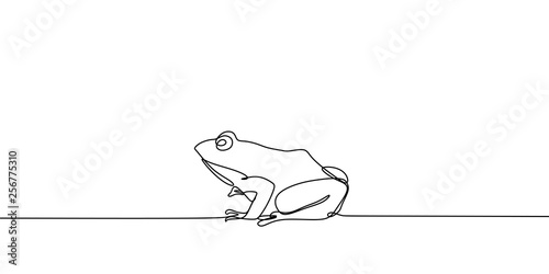Cuadros en Lienzo Continuous line drawing of frog vector illustration future minimalism style