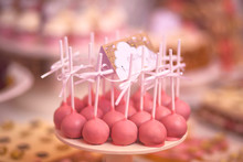 Delicious Pink Cake Pop. Close Up