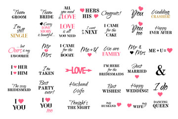 Wall Mural - Vector wedding caligraphy typography collection marriage set