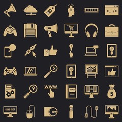 Poster - Web game icons set. Simple style of 36 web game bile vector icons for web for any design