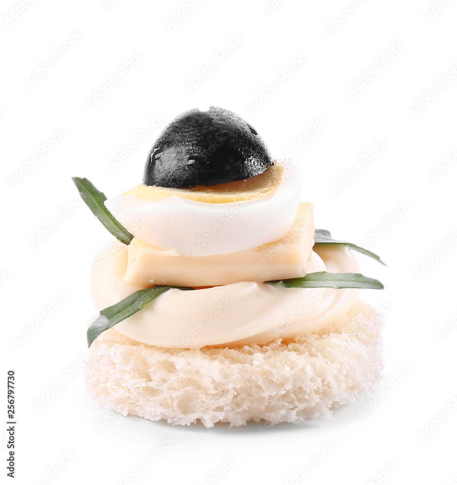 Tasty canape on white background