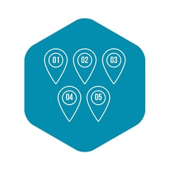 Poster - Numbered pin markers icon. Outline illustration of numbered pin markers vector icon for web