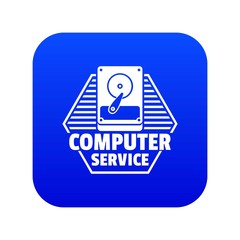Poster - Computer service icon blue vector isolated on white background