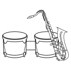 Canvas Print - saxophone and timbals instruments musical