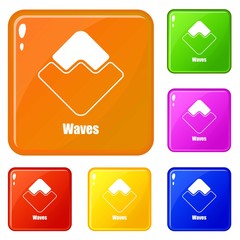Poster - Waves icons set collection vector 6 color isolated on white background
