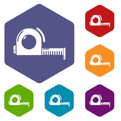 Poster - Roulette icons vector colorful hexahedron set collection isolated on white