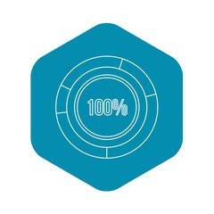 Poster - Pie chart circle graph 100 percent icon. Outline illustration of vector icon for webicon. Outline illustration of pie chart circle graph 100 percent vector icon for web