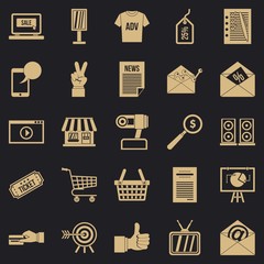 Poster - Digital age icons set. Simple set of 25 digital age icons for web for any design