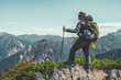 © Summit Art Creations - Epic adventure of hiker do trekking activity in mountain of Northern Japan Alps, Nagano, Japan, with panoramic nature mountain range landscape. Motivation leisure sport and discovery travel concept.