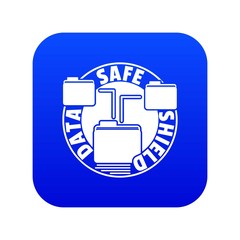 Poster - Data save shield icon blue vector isolated on white background