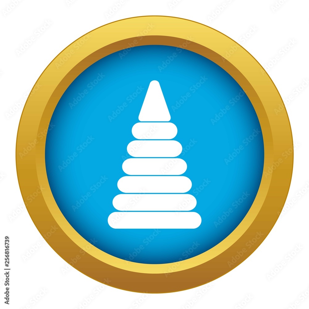 Pyramid built from plastic rings icon blue vector isolated on white ...