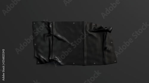 Blank Black Folded Stretch Banner Mockup On Dark Background 3d
