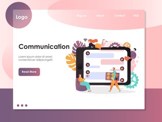 Poster - Communication vector website landing page design template