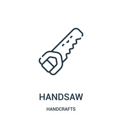 Wall Mural - handsaw icon vector from handcrafts collection. Thin line handsaw outline icon vector illustration. Linear symbol for use on web and mobile apps, logo, print media.