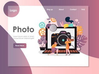 Poster - Photo vector website landing page design template