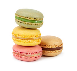 Wall Mural - Stack of colorful french macaroons isolated on white