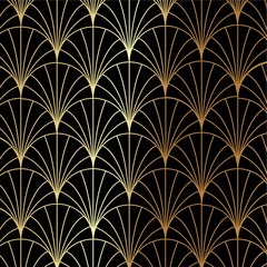 Art Deco gold palm, palmette pattern - Great Gatsby, 1920s theme vector