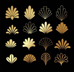 beautiful set of art deco, gatsby palmette ornates from 1920s fashion and design trends vector