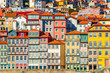 Old historical houses of Porto. Rows of colorful buildings in the traditional architectural style, Portugal