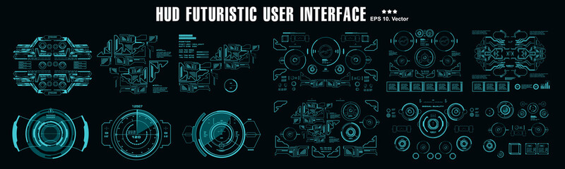 Sci-fi futuristic hud dashboard blue display virtual reality technology screen