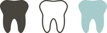 Tooth Icon. Dental Icons. Teeth In Flat And Linear Design. - Vector