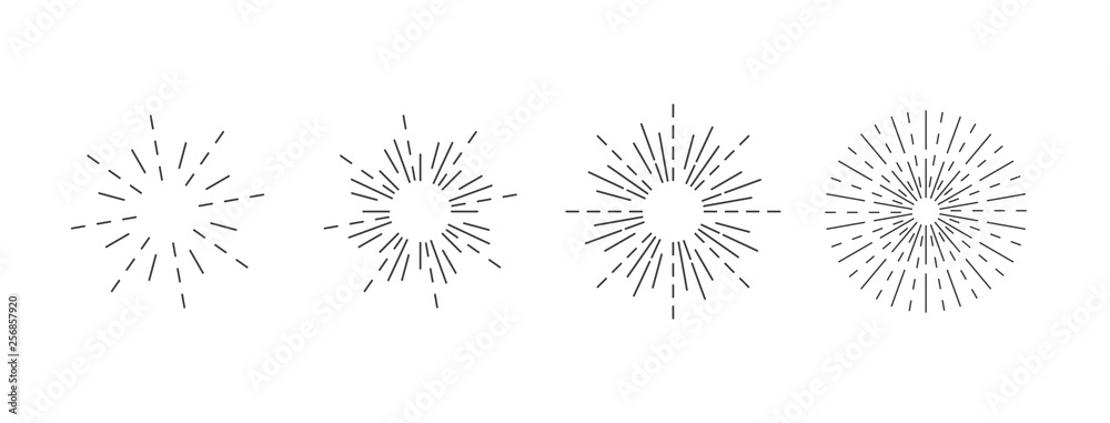 Sunburst icon. Burst vector. Sunburst set. Linear style. - vector illustration - obrazy, fototapety, plakaty 