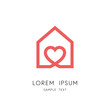 © AlexKaplun - Sweet home logo - outline house and heart symbol. Love and family, social work and charity vector icon.
