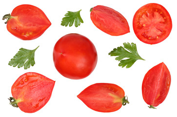 Wall Mural - Tomato sliced isolated on white, top view