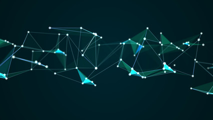 Abstract futuristic molecule structure blue color digital technology graphic illustration. Computer internet network connection concept.