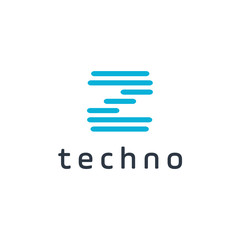 Poster - Technology logo simple tech design with innitial Z. Vector creative abstract circle round red flow shape modern icon for construction technology or logo template for digital communication concept