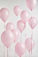Background With Decorative Pink Air Balloons Isolated On White