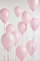 background with decorative pink air balloons isolated on white