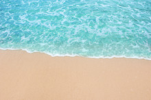 Soft Blue Ocean Wave And Water Sea Clear On Clean Sandy Beach