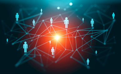 Global digital connections with technology and social network. 3d render