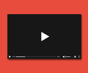 Poster - Video player. Video player window. Flat design.