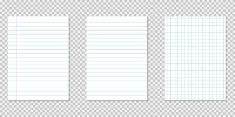 Poster - Set empty pieces of papers realistic style with shadow and lines paper pages white paper. EPS 10