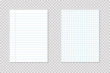 Poster - Set empty pieces of papers realistic style with shadow and lines paper pages white paper. EPS 10