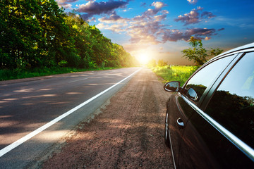 Poster - Car on asphalt road in summer