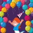 © djvstock - cute happy girl with birthday balloons helium
