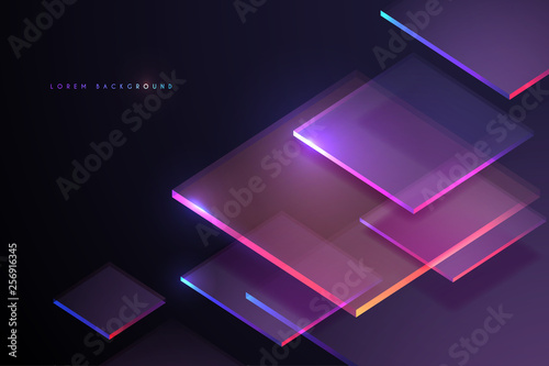 Cuadros en Lienzo Abstract neon light geometry background
