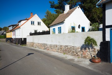 Wall Mural - Architecture of traditional Scandinavian fishing hamlet, Vang, Bornholm, Denmark