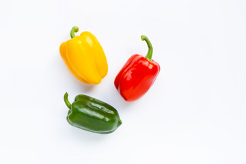 Green, yellow and red fresh bell pepper