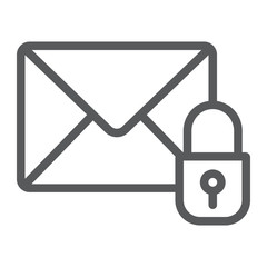 Aufkleber - Email protection line icon, mail and security, envelope sign, vector graphics, a linear pattern on a white background.