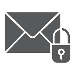 Aufkleber - Email protection glyph icon, mail and security, envelope sign, vector graphics, a solid pattern on a white background.
