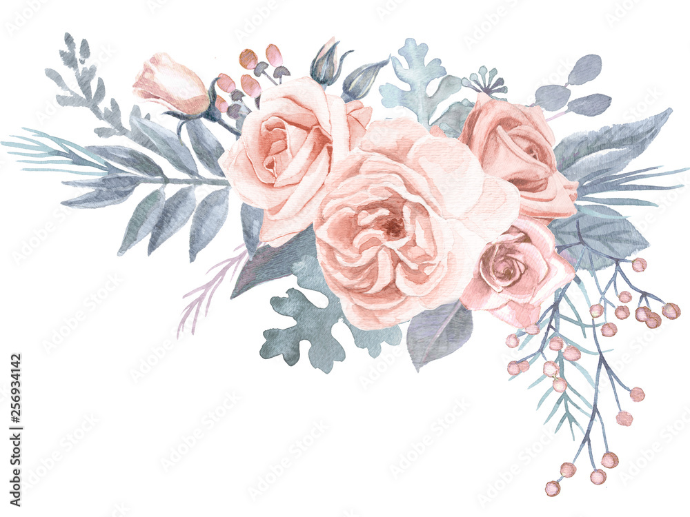 Watercolor Floral Bouquet Corner Stock Illustration | Adobe Stock
